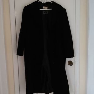 Black cashmere and wool lady's calf length coat
